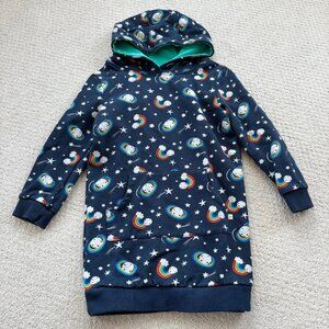 Frugi navy blue Outerspace Harriet Hoody sweatshirt dress